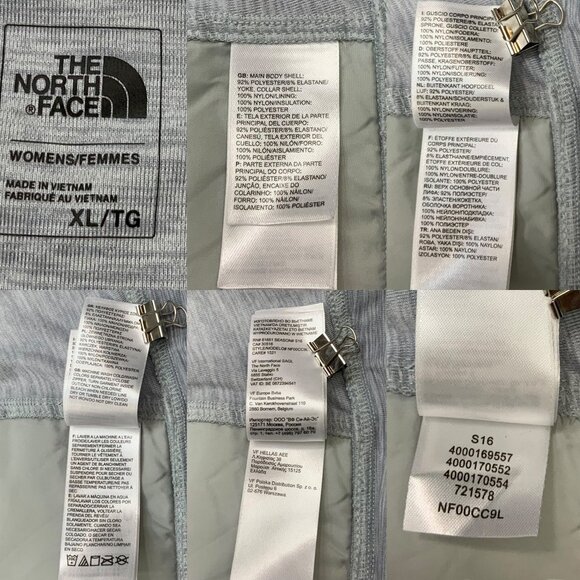 The North Face Pseudio Puffer Jacket XL Gray Thumb Holes Zip Up Hiking NF00CC9L - Picture 6 of 13